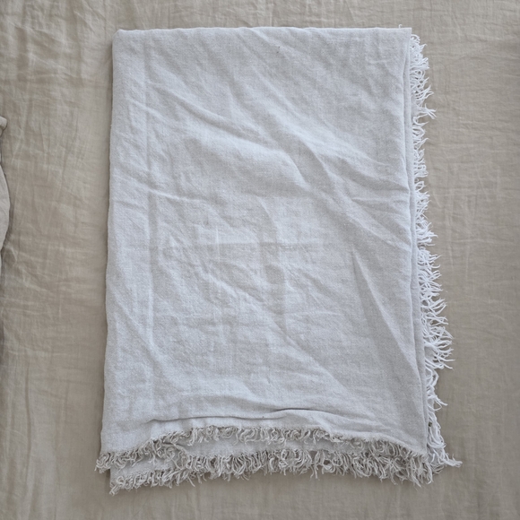 Other - Linen Fringed Throw Blanket In Natural